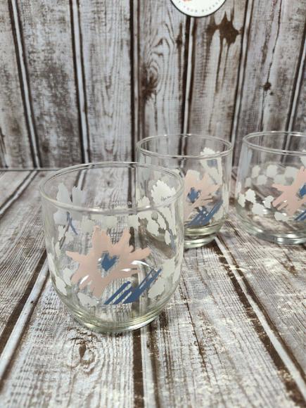 1989 Anchor Hocking Lowball Glasses Pastel Floral Juice Tumblers Set of 4 EUC - Picture 2 of 10